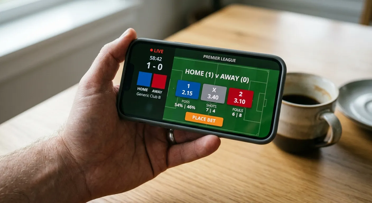 Smartphone-Bildschirm mit Live-Wettquoten zu einem Serie-A-Spiel